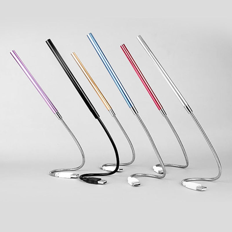 USB-LED-Lampen in verschiedenen Farben, flexible Schwanenhals-Designs, moderne Schreibtischbeleuchtung.