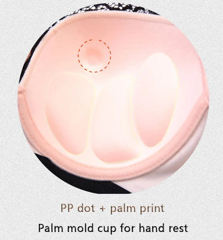 Ergonomische Handauflage, rosa, mit PP-Punkt und Handabdruck, für Komfort und Unterstützung.