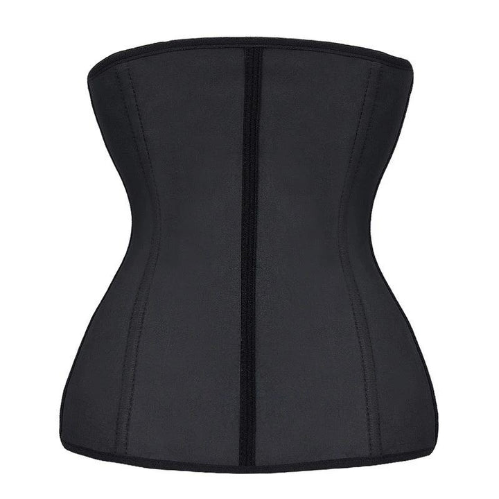 Schwarzes Taillenkorsett, figurformend, aus Baumwolle, für Damenmode und Körperformung.