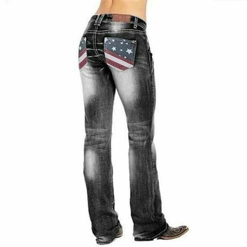 Dámské bootcut džíny s detaily vlajek – Madison