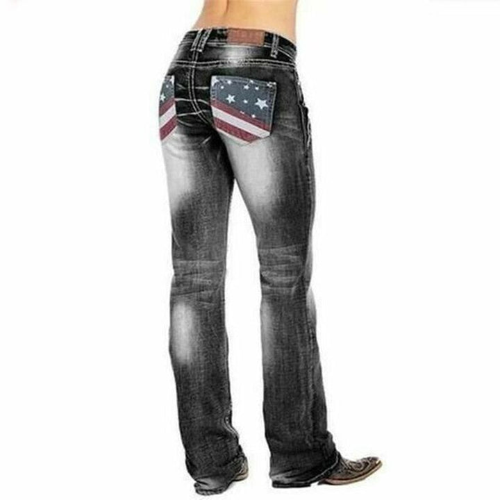 Dámské bootcut džíny s detaily vlajek – Madison