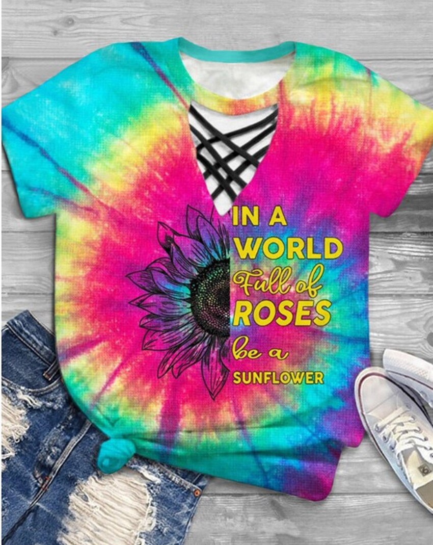 Trendy dámské tričko s designem cut-out a tie-dye vzorem – Norina