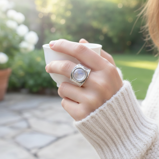 Handgefertigter Silberring - LunarCharm 