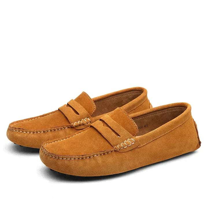 Braune Wildleder-Mokassins für Herren, rutschfest, bequem, modisch, Freizeitschuhe.