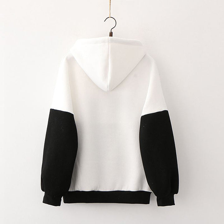 Weißer Hoodie mit schwarzen Ärmeln, Unisex, Baumwolle, Kapuzenpullover, modisch, bequem.