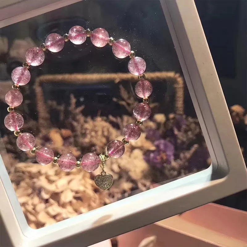 Rosa Kristallarmband mit Herzanhänger, Geschenkidee, Schmuckdisplay, elegantes Design