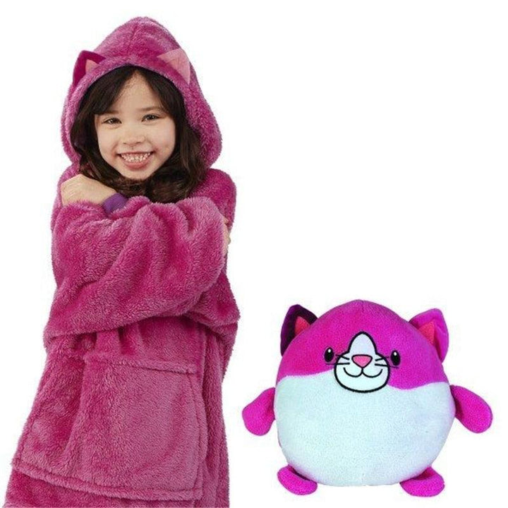 Hoodie Winter Child s funkcí obrátitelného plyšového zvířátka – edice Momo Sněhové vločky