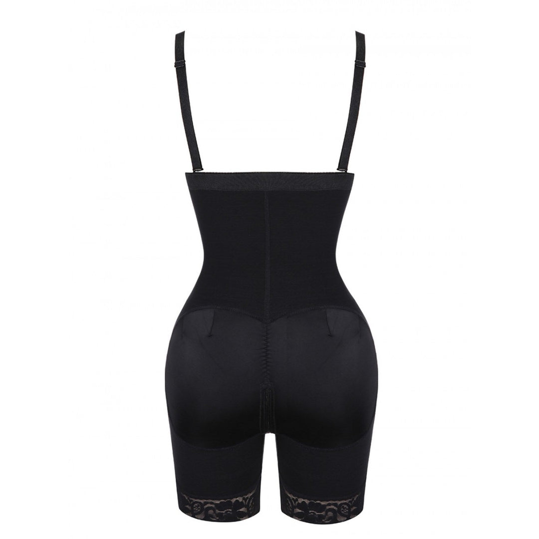 Schwarze Shapewear für Damen, hoher Bund, nahtlos, figurformend, verstellbare Träger.