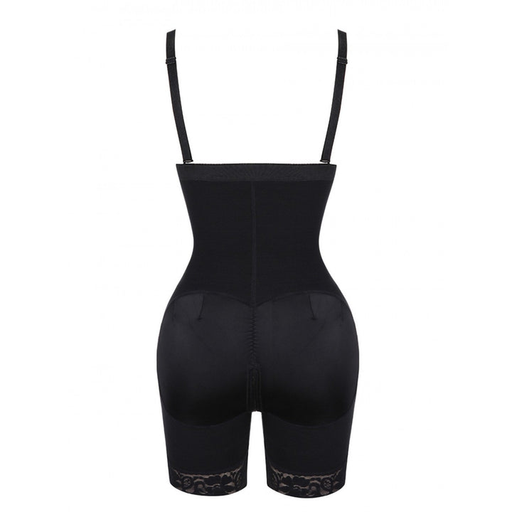 Schwarze Shapewear für Damen, hoher Bund, nahtlos, figurformend, verstellbare Träger.