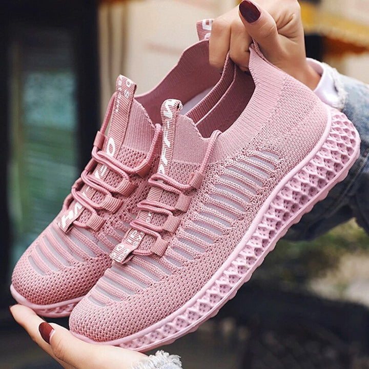 Rosa Damen-Sneaker, Mesh, Plattformsohle, atmungsaktiv, modisch, Freizeit.