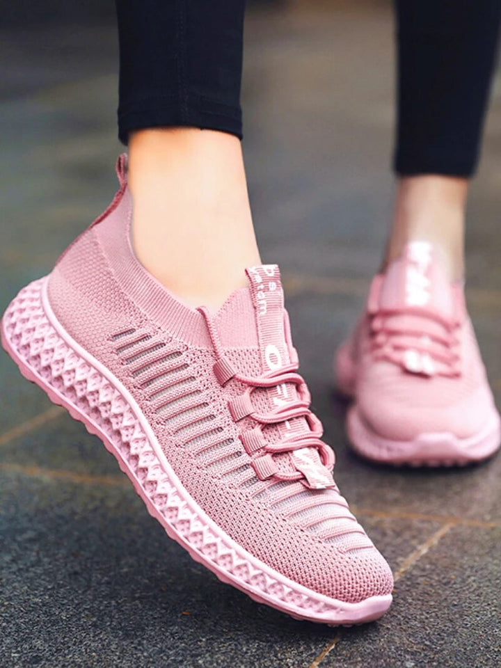 Rosa Damen-Sneaker, Mesh, Plattformsohle, lässig, bequem, modisch, Straßenschuhe.