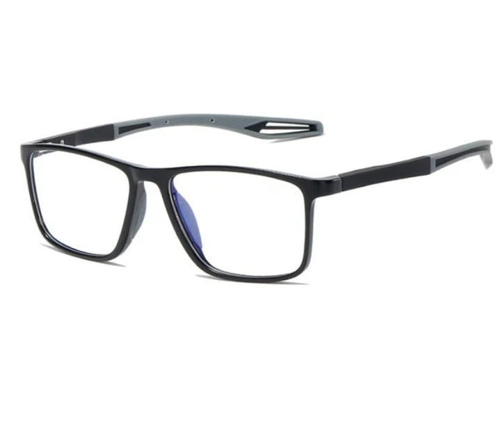 Schwarze Herren-Sportbrille, ultra-leicht, anti-blaues Licht, rechteckig, Lesebrille.