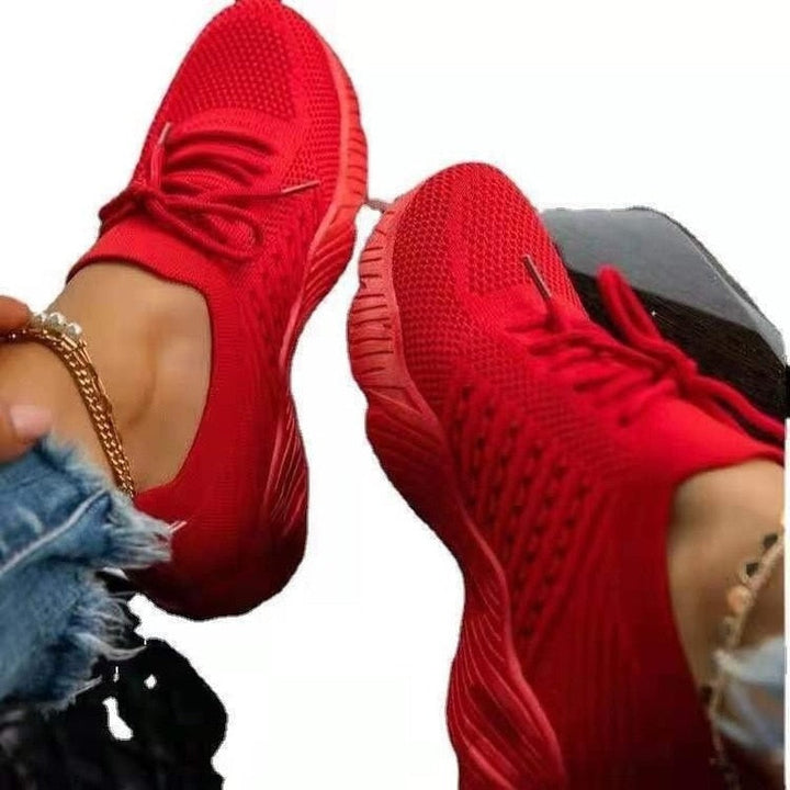Rote Sportschuhe, atmungsaktiv, Damen Sneaker, modisch, bequem, Freizeit, Laufen.