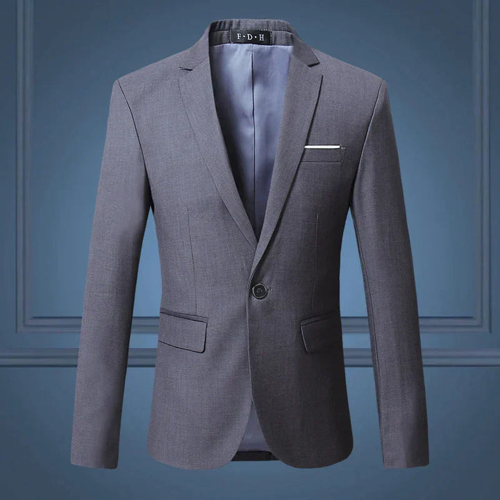 Grauer Herrenanzug, Slim Fit, Business Casual, hochwertig, große Größen, elegantes Design.