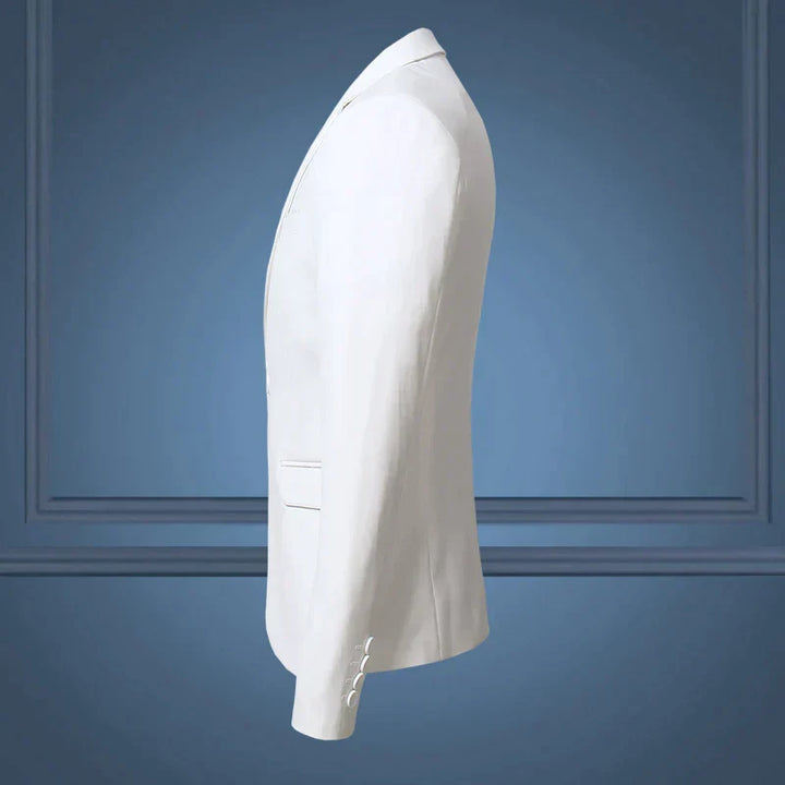 Weißer Herrenanzug, Slim Fit, Business Casual, hochwertig, große Größen, elegant.