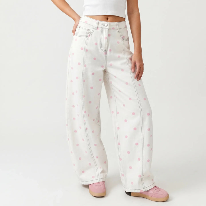 High-Waisted Barrel Trousers -  Sophia