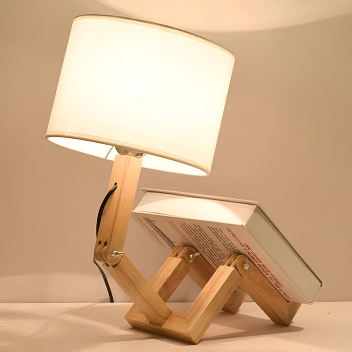 Flexibilní robotická stolní lampa z masivního dřeva – LumoBot