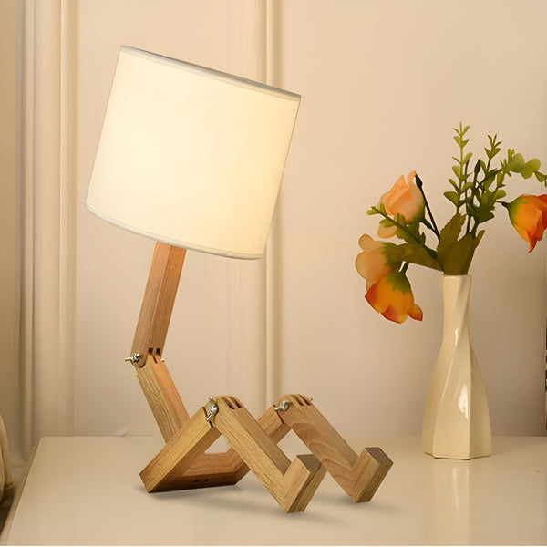 Flexibilní robotická stolní lampa z masivního dřeva – LumoBot