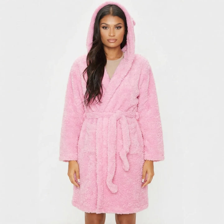 Hooded Dressing Gown With Bear Ears - Jenna