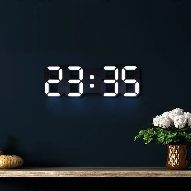 3D LED nástěnné hodiny s stmívatelným světlem – Timora