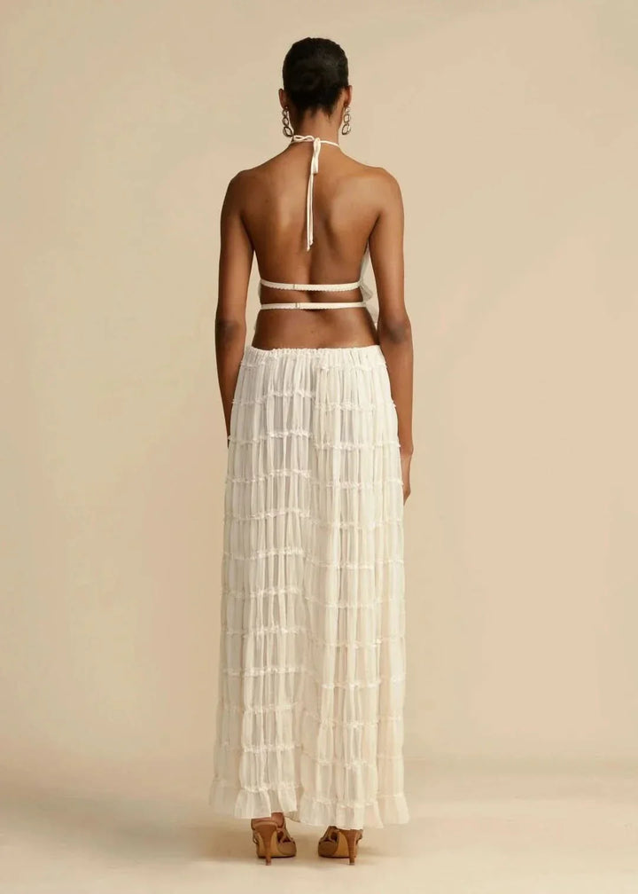 Dvoudílný letní outfit pro ženy s boho sukní a topem bez ramínek – Alina