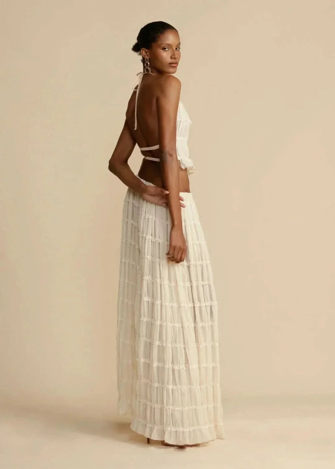 Dvoudílný letní outfit pro ženy s boho sukní a topem bez ramínek – Alina