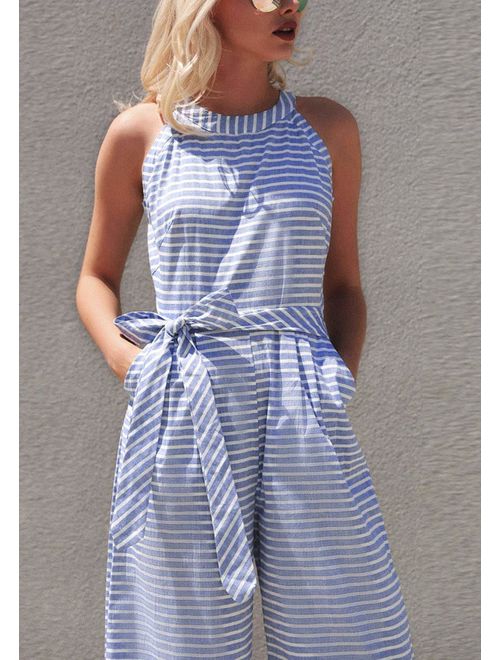Pruhovaný dámský overal s překříženým výstřihem – Vivienne