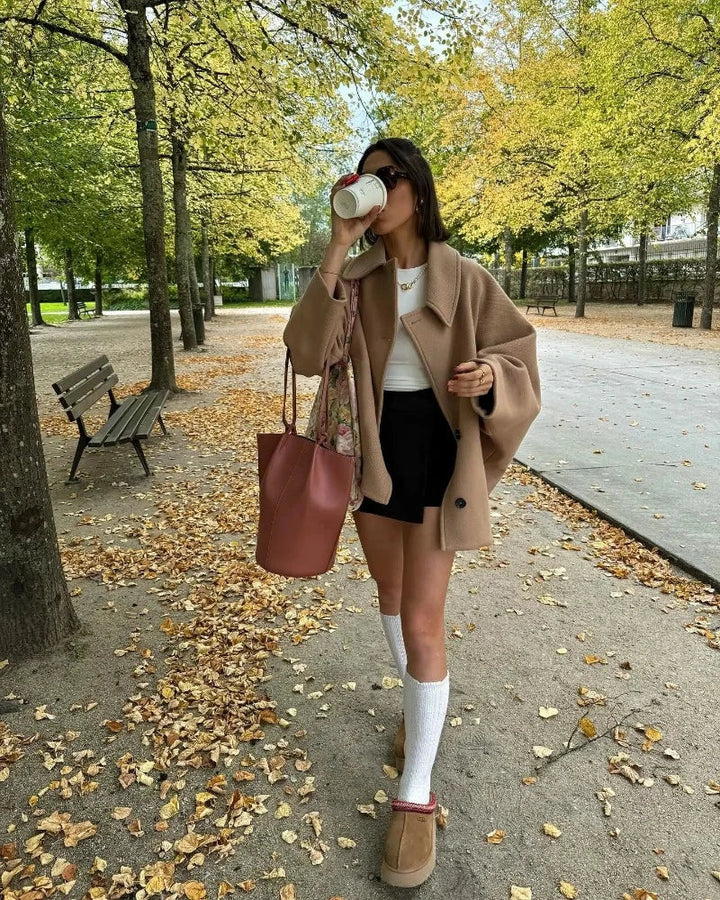 Dámská přechodová bunda v oversized vzhledu se zapínáním na knoflík – Selina