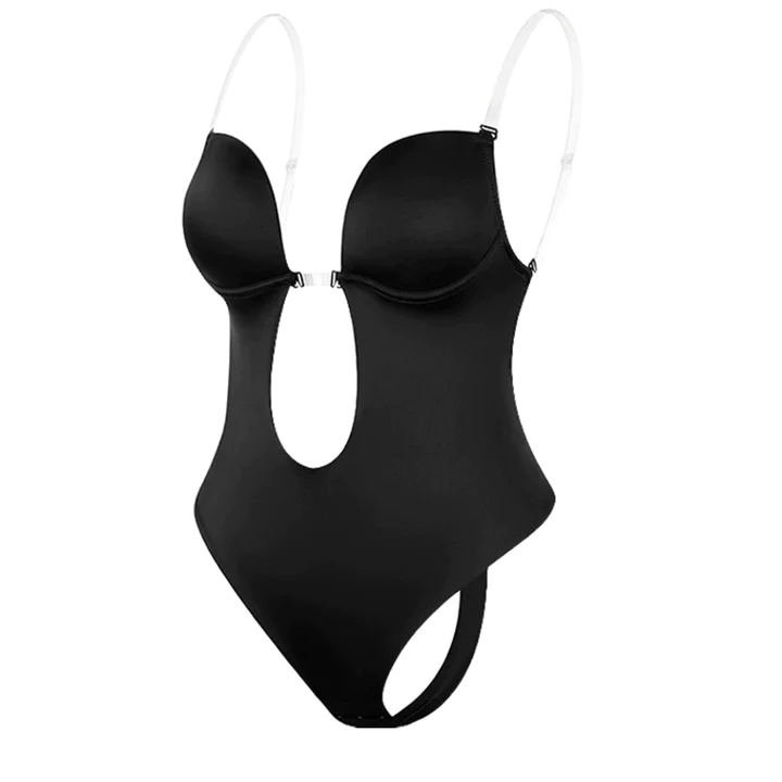 Schwarzer nahtloser Body Shaper mit Bauchkorrektur, verstellbare Träger, formend, Damenmode.