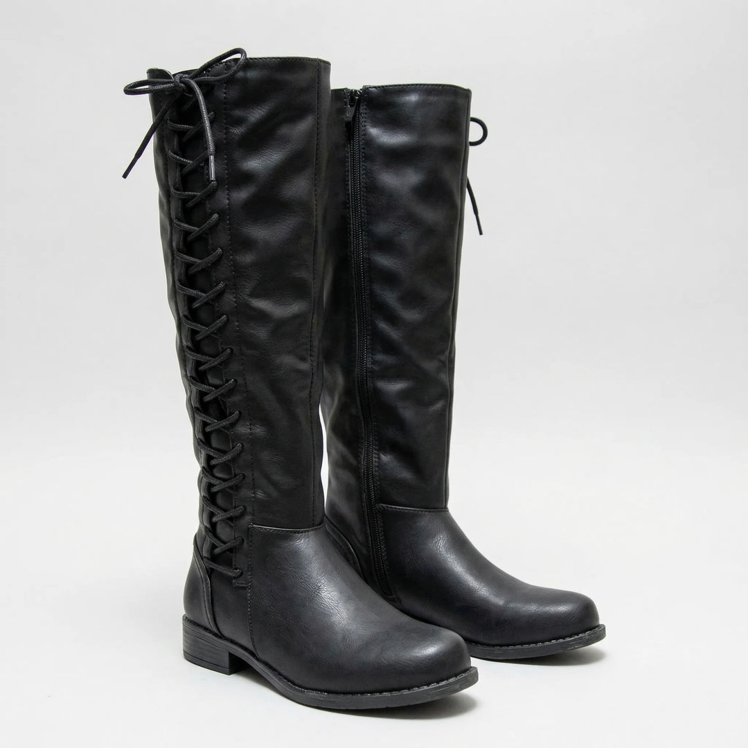 Knee-High Lace-Up Side Boots - Joyce