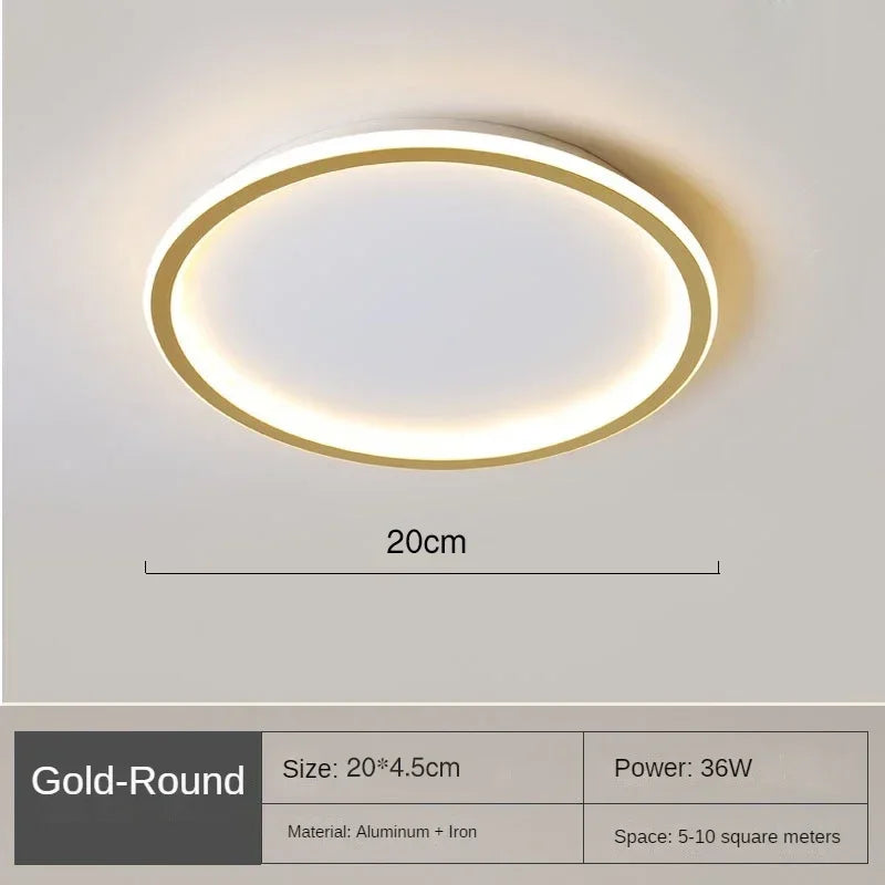 Runde LED-Deckenleuchte, goldfarben, 20cm, 36W, Aluminium, für Wohnzimmer oder Schlafzimmer.