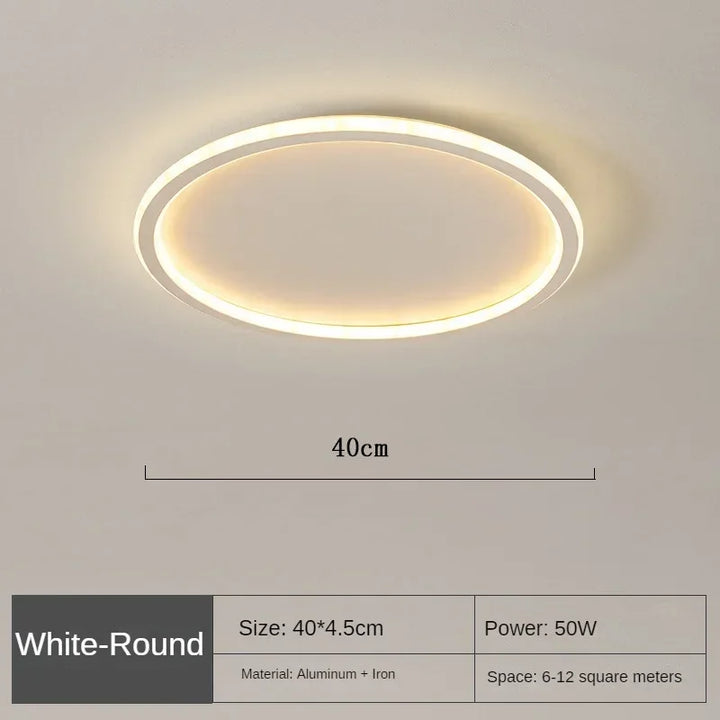 Weiße runde LED-Deckenleuchte, 40 cm, 50W, Aluminium, für Wohnzimmer oder Schlafzimmer.