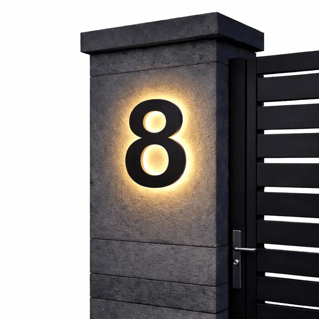 Backlit LED House Number Sign - Modern Illuminated Entrance Plaque 4
