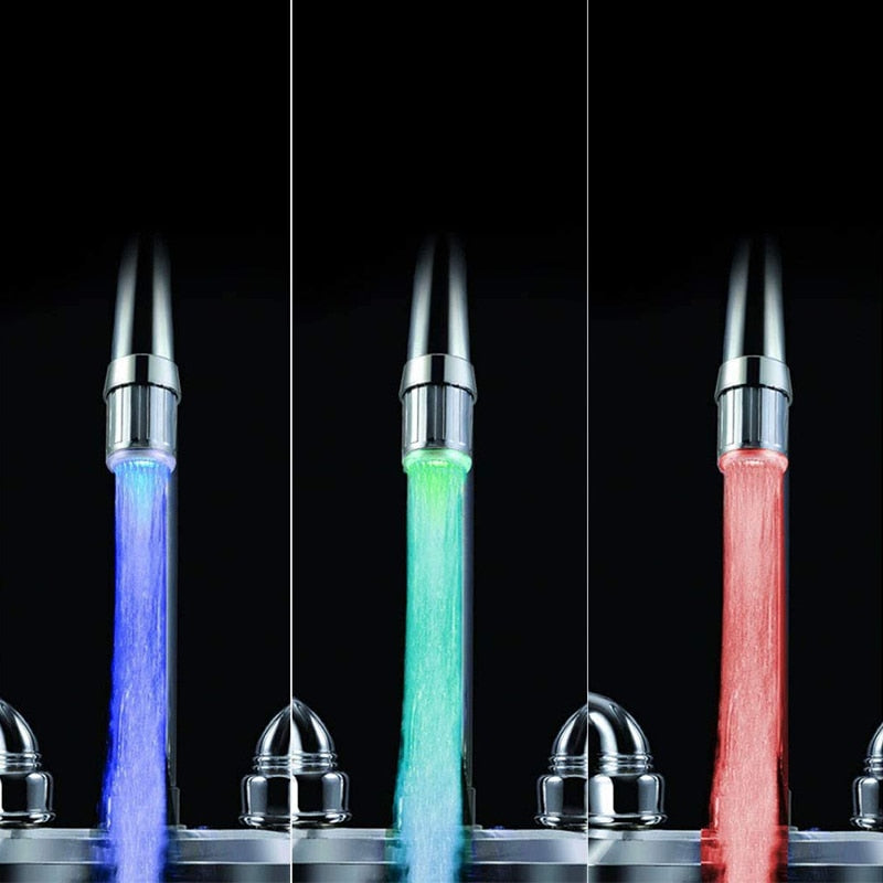 LED-Wasserhahn mit Farbwechsel, blau, grün, rot, modern, Badezimmerzubehör, Chromoptik