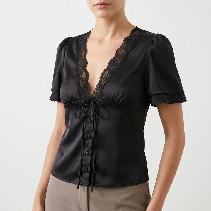 Lace Trim Blouse -  Beverly
