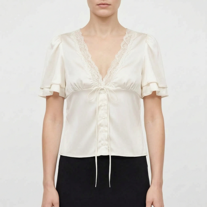 Lace Trim Blouse -  Beverly