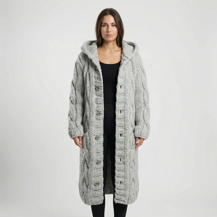 Lang Grof Gebreid Vest Met Kabelpatroon - Cathy