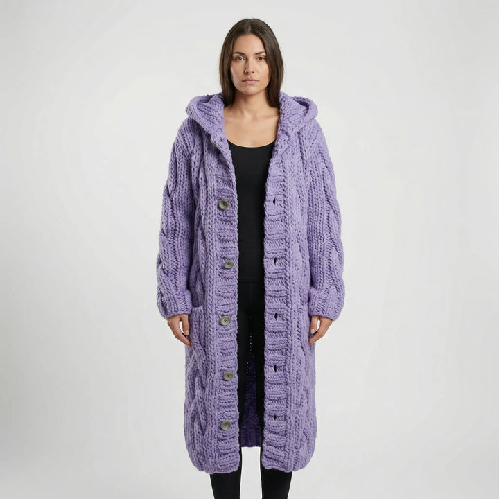 Lang Grof Gebreid Vest Met Kabelpatroon - Cathy