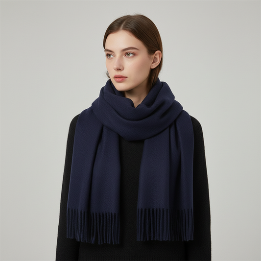 Langer Kaschmirschal Mit Fransensaum - CashmiAura