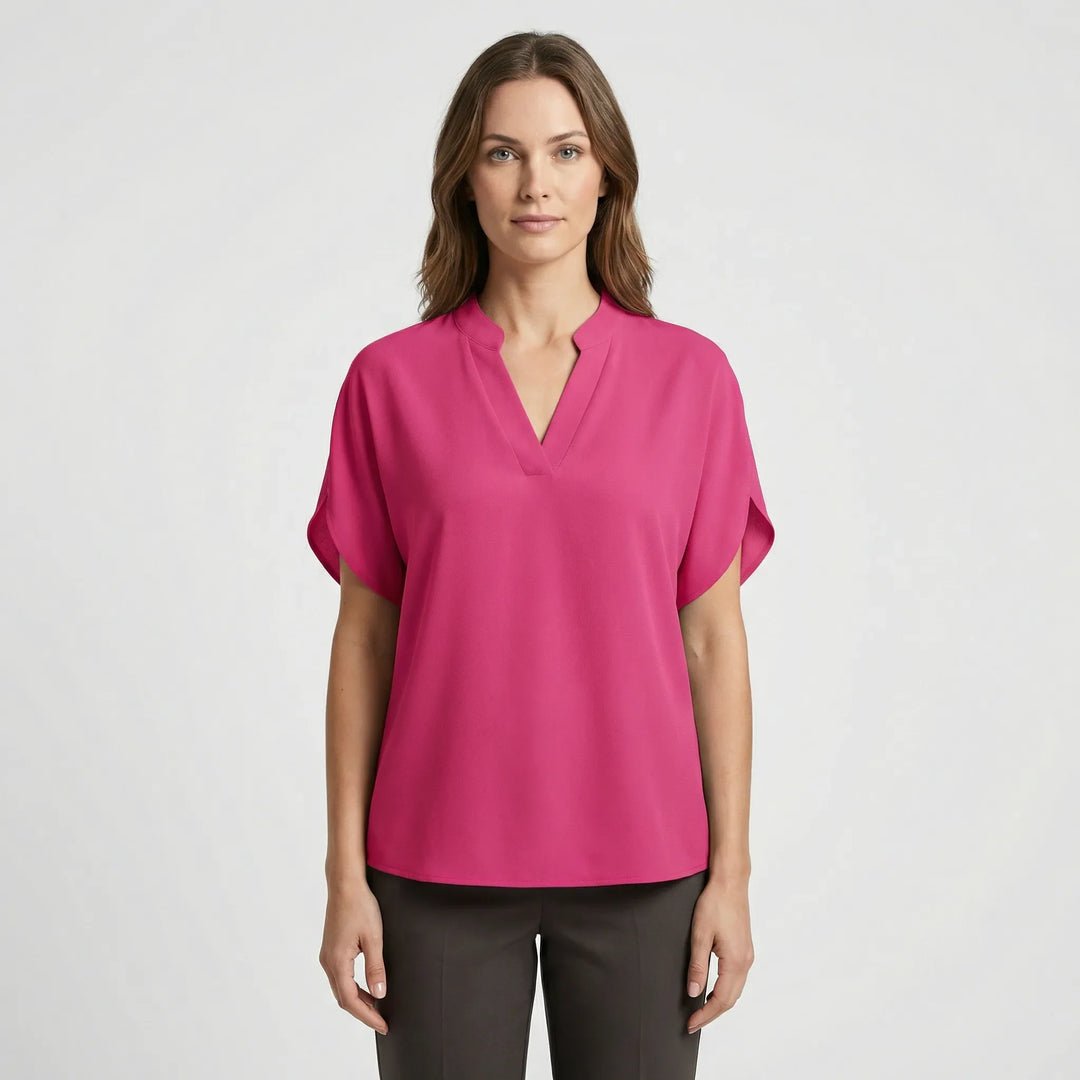 Leichte Kurzarm-Bluse Mit V-Ausschnitt - Susie