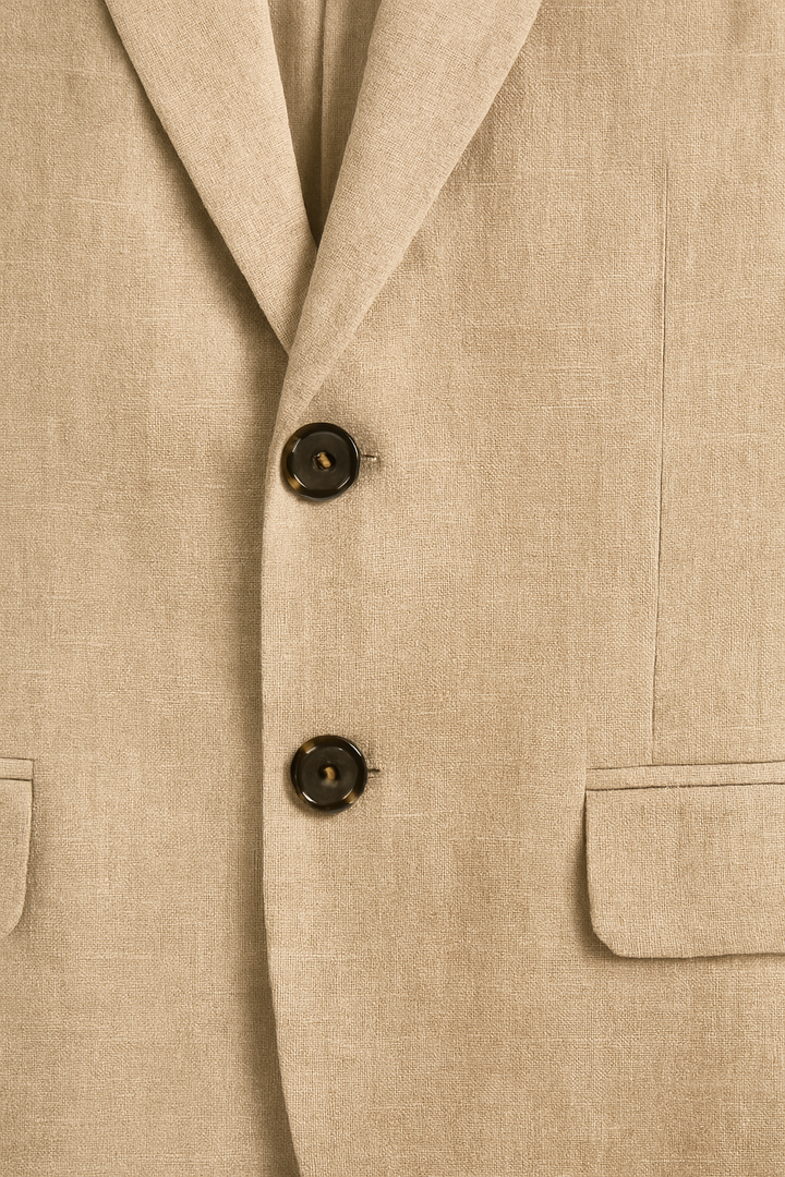 Lehký pánský lněný oblek – 2 dílný, slim fit, ideální na léto, svatby a obchodní příležitosti