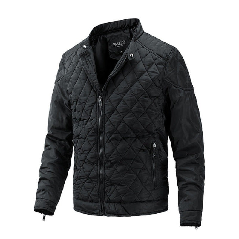 Ležérní pánská podzimní bunda s diamantovým vzorem – Max