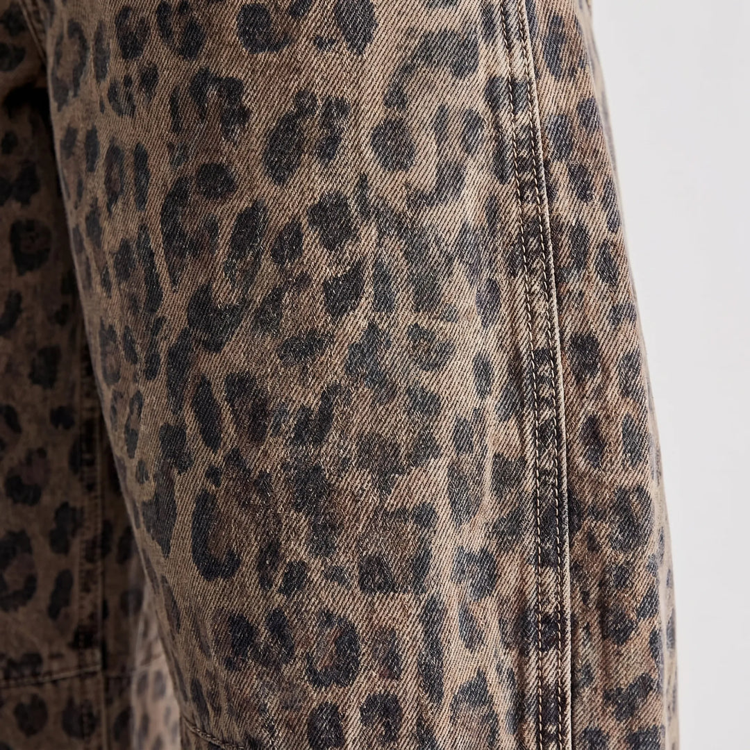 Leopard Print Barrel Jeans -  Frances