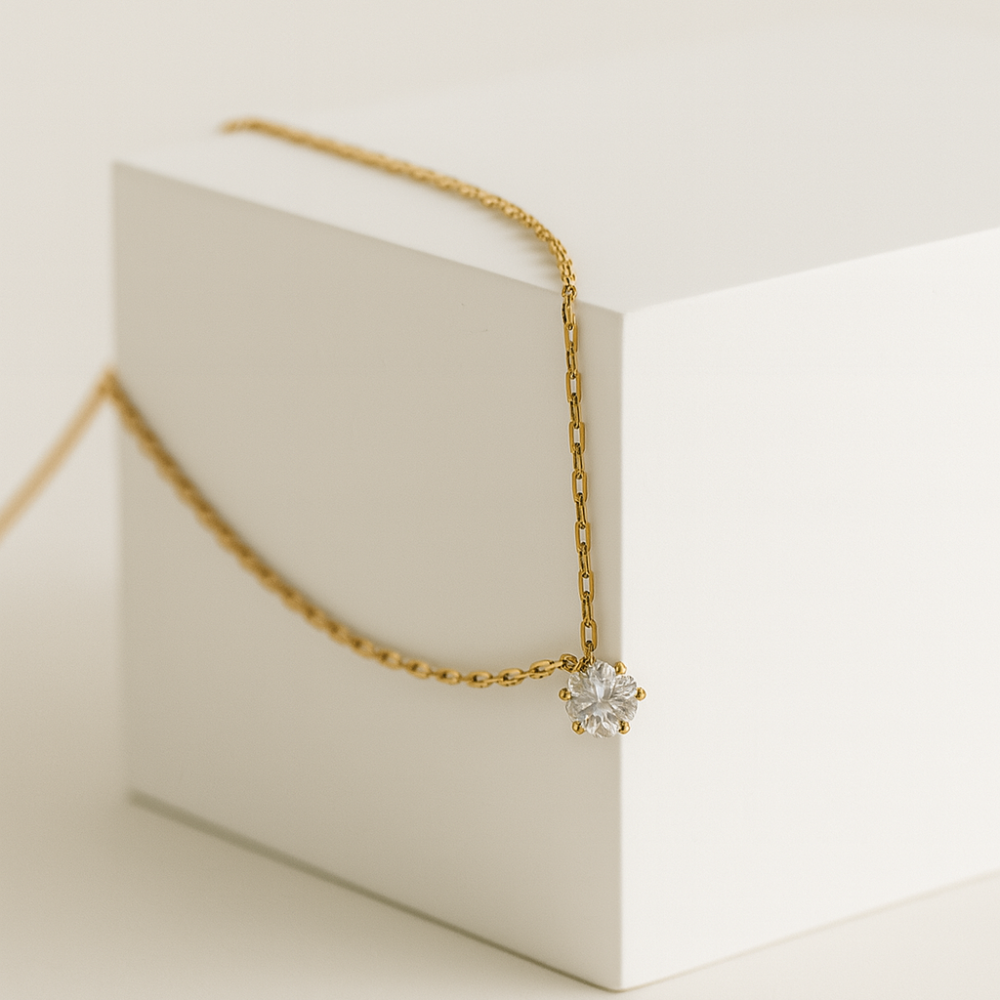 Lesklý zirkon | Unikátní lesklý zirkon náhrdelník na klíčovou kost