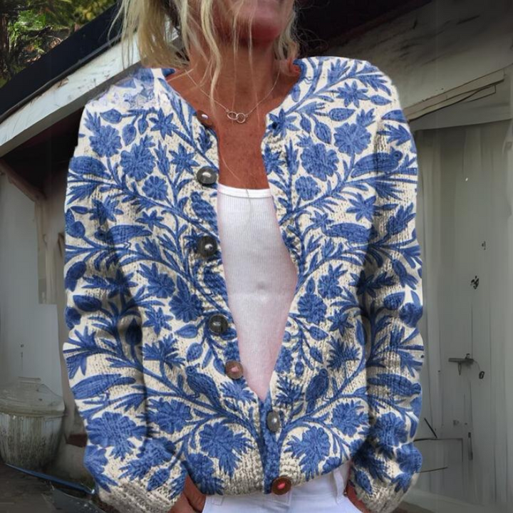 Locker Sitzende Floral Strickjacke - Dana