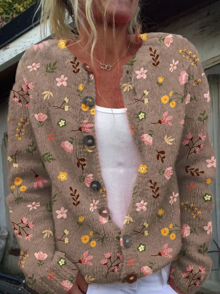 Locker Sitzende Floral Strickjacke - Dana