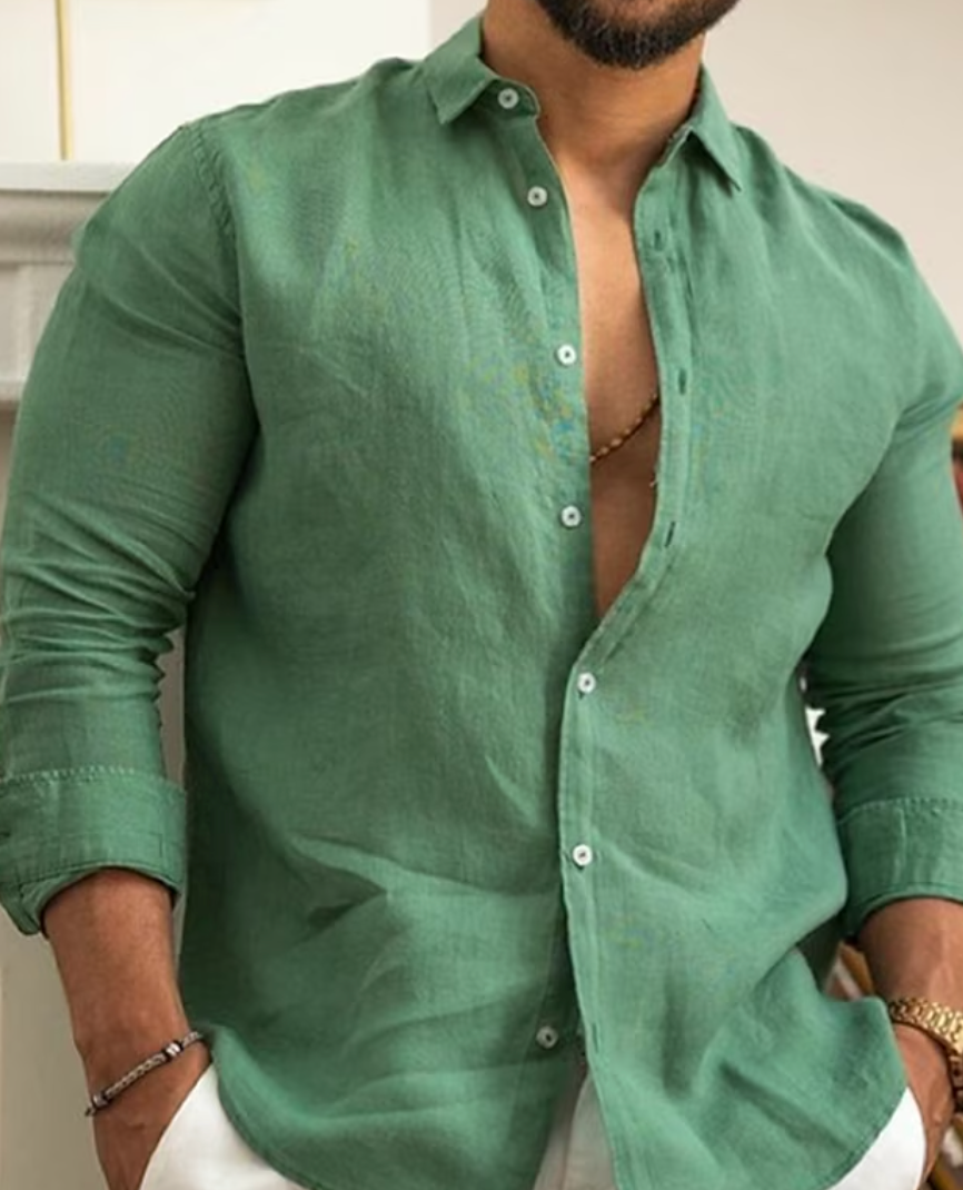 Long-Sleeve Men's Shirt With Button Placket - Darrin
