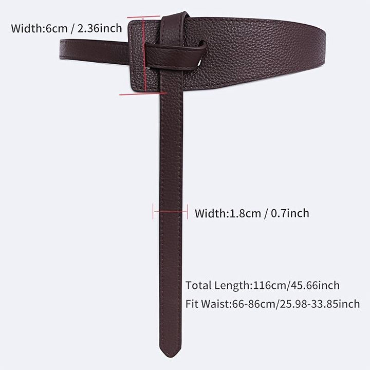 Brauner Ledergürtel mit Knoten, 116cm lang, 6cm breit, für Taille 66-86cm, modisches Accessoire.