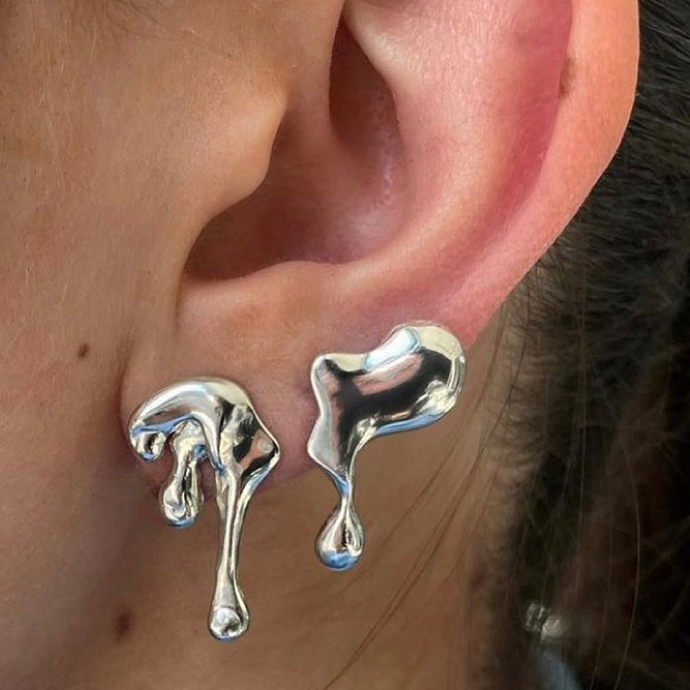 Silberne Tropfen-Ohrringe, modisch, Damen, Schmuck, glänzend, einzigartiges Design.