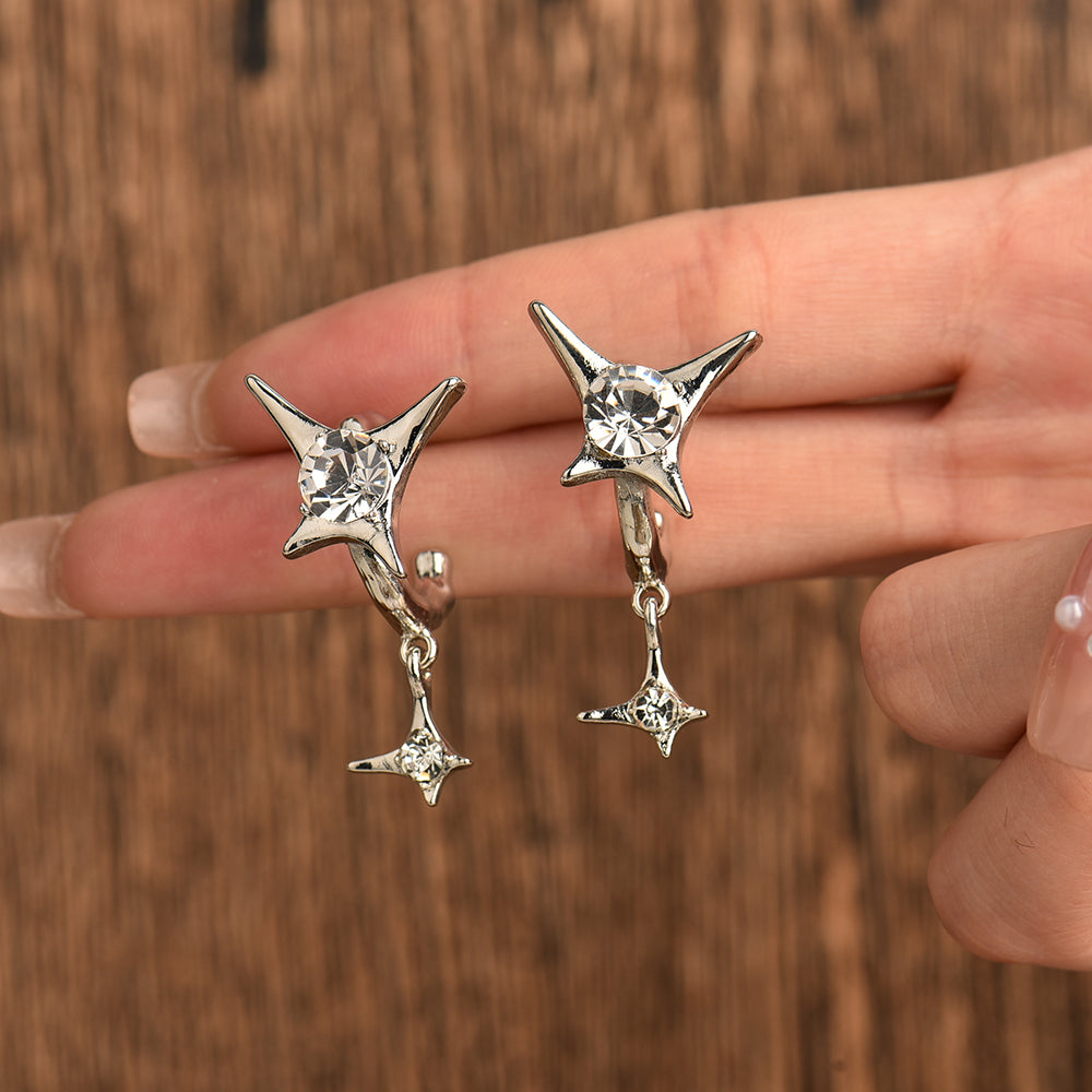 Silberne Tropfenohrringe mit Kristall, Damen Schmuck, modisch, elegant, Geschenkidee.